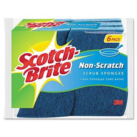 Scotch-Brite Non-Scratch Multi-Purpose Scrub Sponge, 4 2/5 x 2 3/5, Blue, PK6 526-5